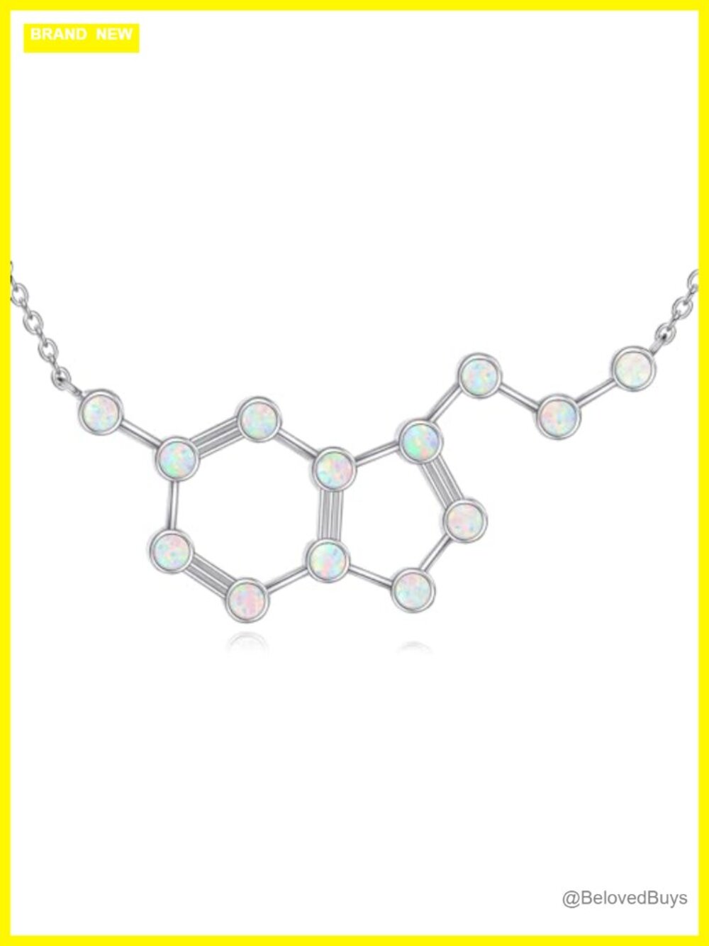 Sterling Silver Molecular Serotonin Necklace Opal Pendant